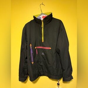 Vintage SOS Sportswear of Sweden Jacket Mens Large Black Ski Anorak Pullover 90s